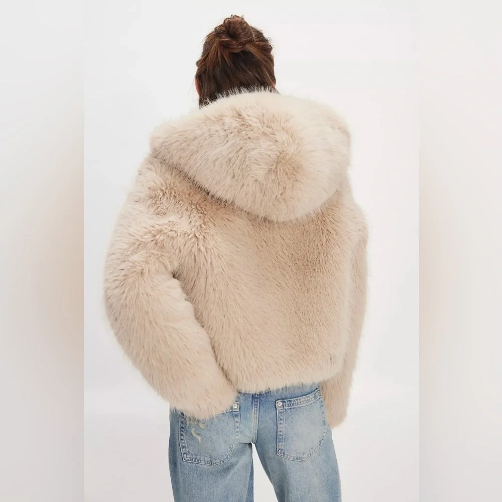 Free people Louder Please Hooded Faux Fur Jacket - Picture 11 of 11